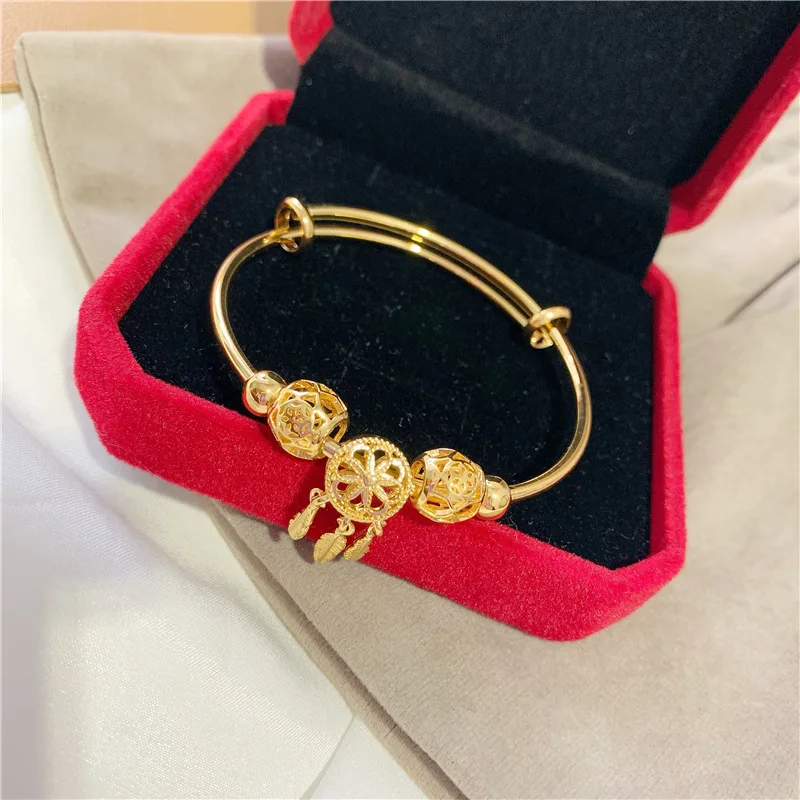 The New Gold-Plated Copper Jewelry Will Not Fade For A Long Time, 18k Gold-Plated Transfer Beads And Tassel Bracelet Women