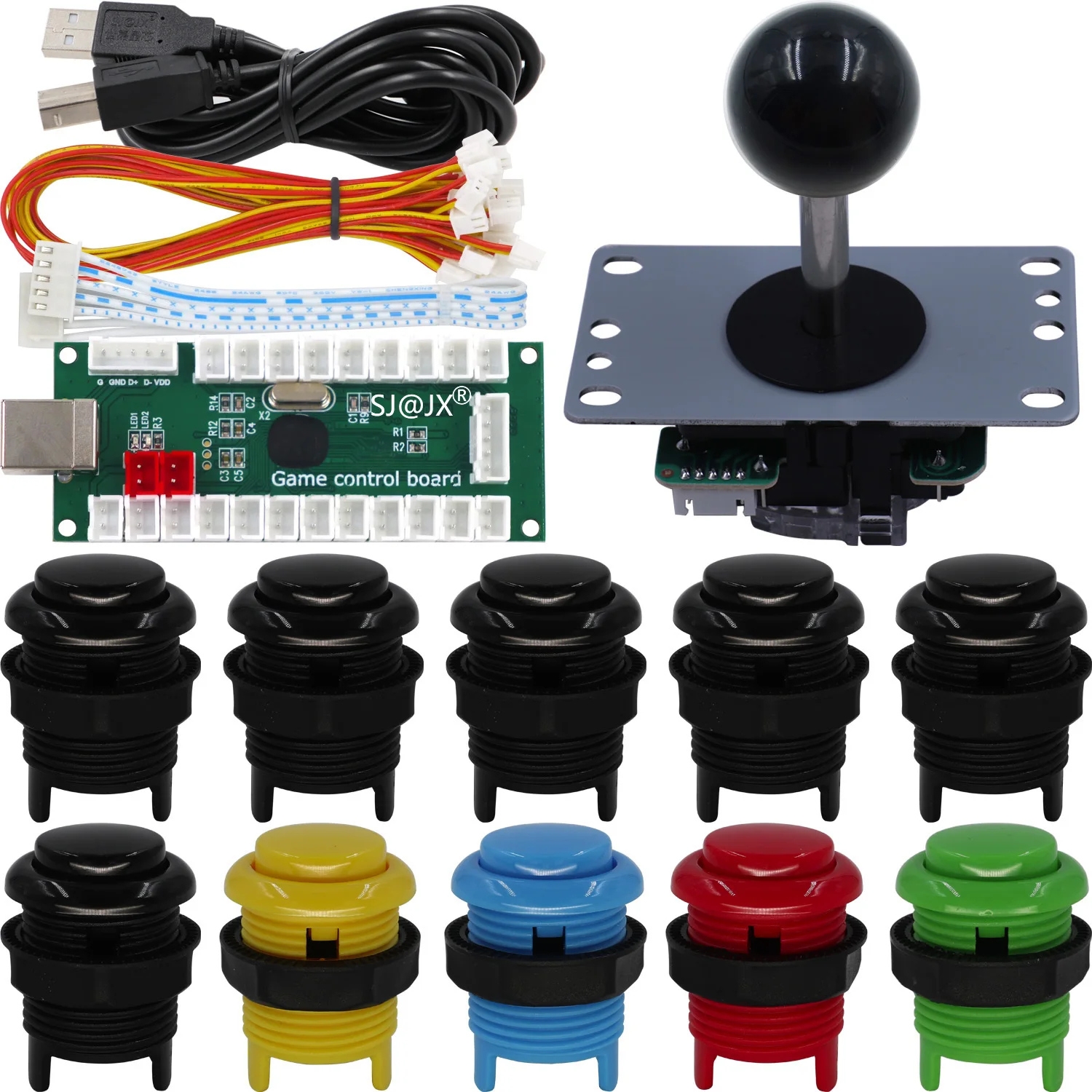 SJ@JX Arcade Game Controller DIY Kit Microswitch Button Joystick Zero Delay USB Encoder Stick Handles  for PC MAME Raspberry Pi