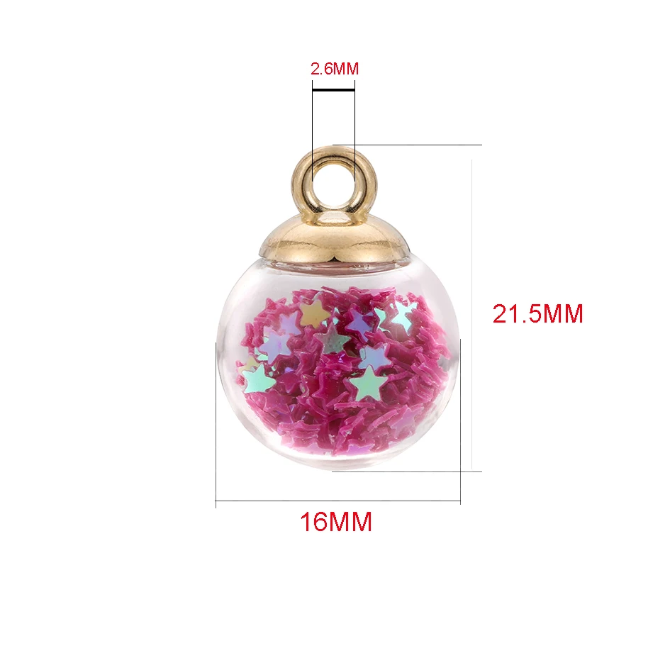 10pcs/lot 16mm Áttetsző üvegek golyós Sztár gyöngyök sequins charms Medál számára Karcsat Nyakék DIY ékszer Gyártás kiegészítők