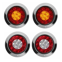 12V-24V Car Turn Signal Light Round Rear Brake Lamps 16LEDs Tail Stop Lamp for Truck Trailer RV Caravan MK-127 2pcs