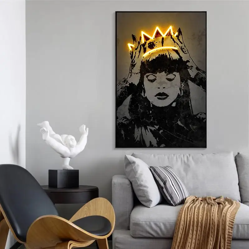 Golden Crown Queen for Living Room Decoration Art Decor Poster Wall Painting Digital Print Canvas Painting