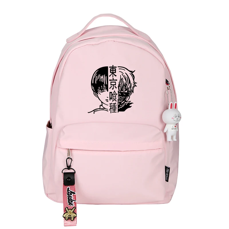 Tokyo Ghoul Anime School Bags Kaneki Ken Cartoon Bookbag Women Pink Shoulder Bags Small Travel Backpack Girls Nylon Rugzak