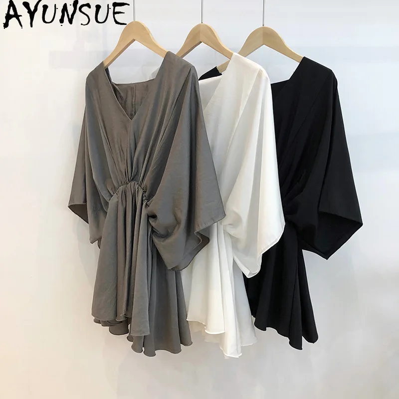 AYUNSUE White Shirt Korean Style Top Female High Quality Casual Woman Blouse Elegant Tops for Women Summer V Neck Ropa Mujer