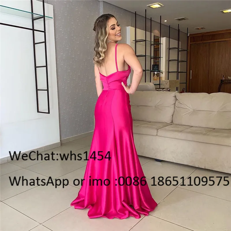 Vestido De fiesta De satén De sirena elegante con abertura 2023, elegante vestido De noche Formal con espalda descubierta y largo hasta el suelo