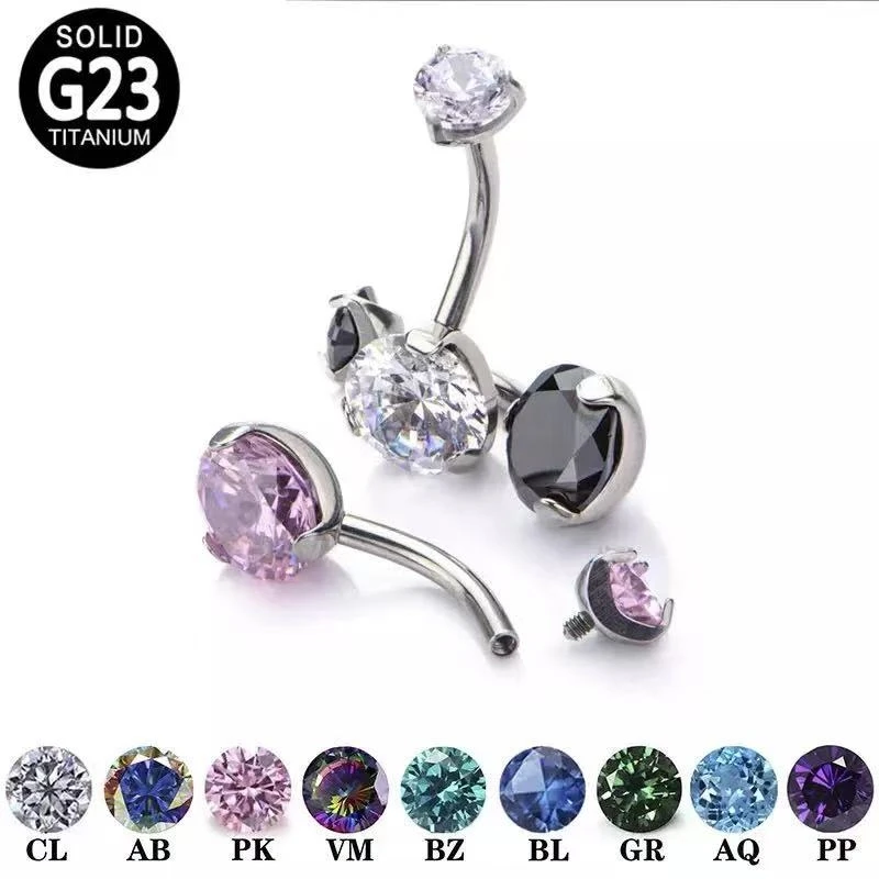 Bauchnabelpiercing ASTM G23 Titan Zirkone Nabelpiercing Ring Körperschmuck Super hübscher Bauchnabelring für Frauen – Detail 6