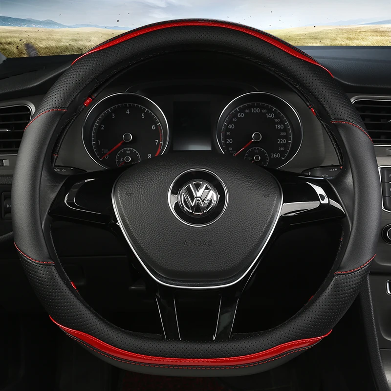 D Shape Car Steering Wheel Cover for VW Jetta 6 2017-2019 Golf 7 Scirocco Bettle 2012-2019 Tiguan 2019 2020 Volkswagen