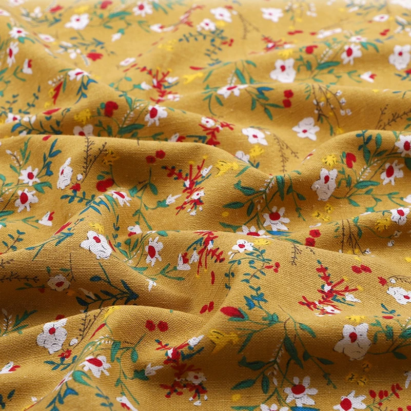 Bohemian Fabric Ethnic Vintage Printed Cotton and Linen Floral Flower Cloth for Sewing Pillow Tablecloth By Meters