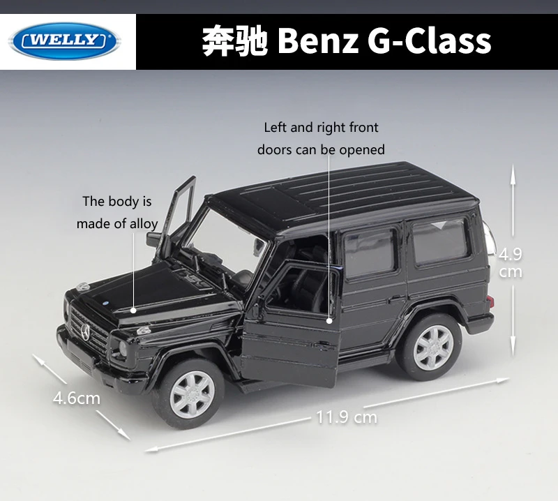 Welly Diecast 1:36 High Simulator Benz G-Class Pull Back Car SUV Off-Road Model Car Metal Alloy Toy Car For Kids Gift Collection