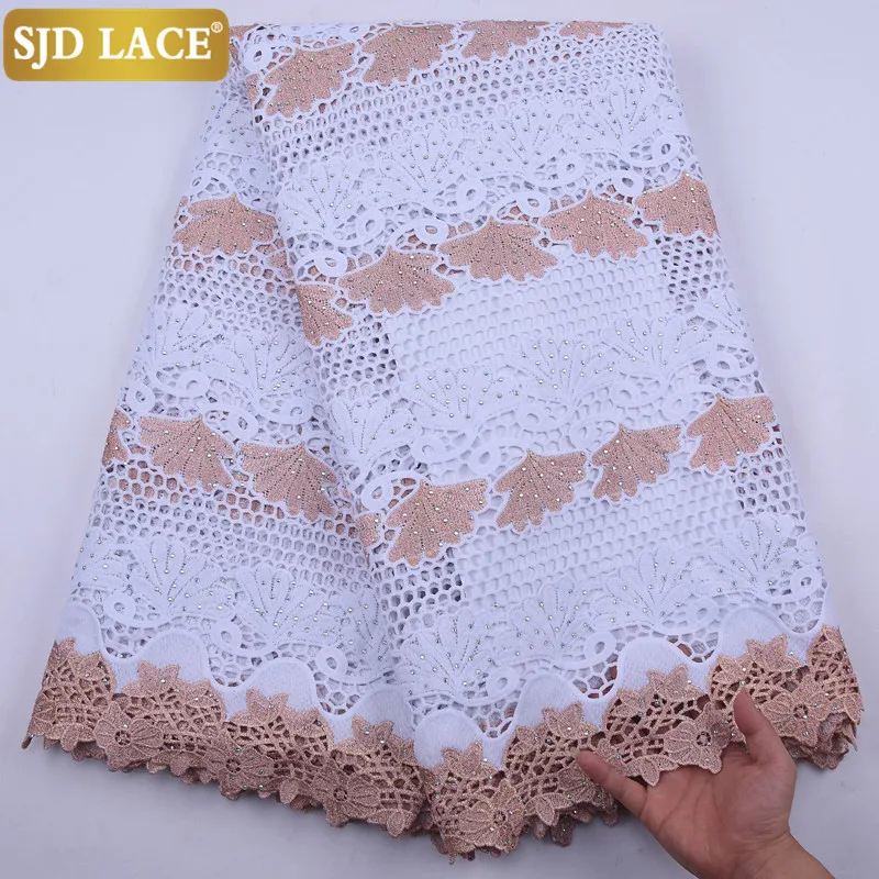 SJD LACE Clearance Style African Lace Fabric 2024 New Nigerian Water Soluble Guipure Cord Lace For Wedding Party Dress Sew 2140