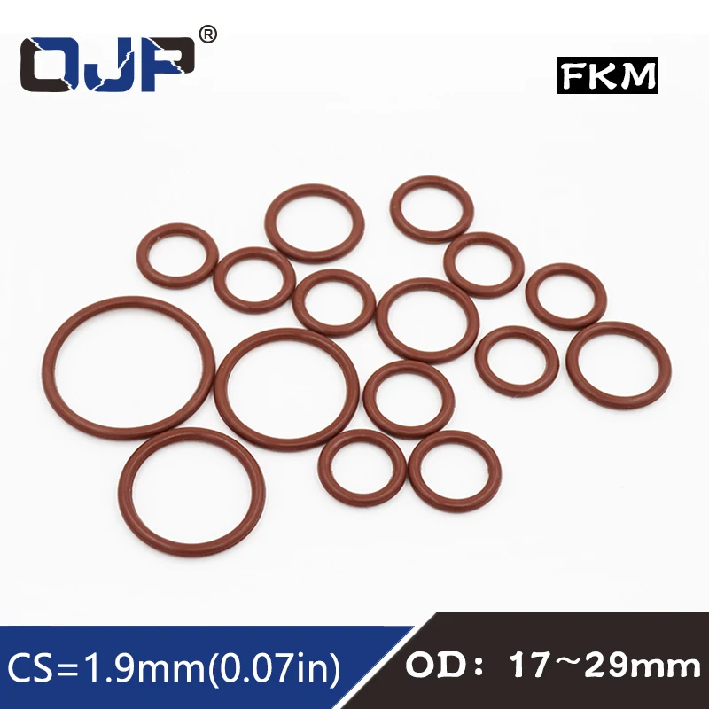 3PCS/lot Rubber Ring Brown FKM O ring Seal CS1.9mm OD17/18/19/20/21/22/23/24/25/26/27/28/29mm Rubber O-Ring Seal Gasket Washer