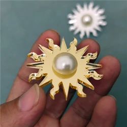 KUGUYS Sun God Brooch for Women Men Silver Gold Color Mirror Acrylic Ouch Round Pins Vintage Fashion Jewelry