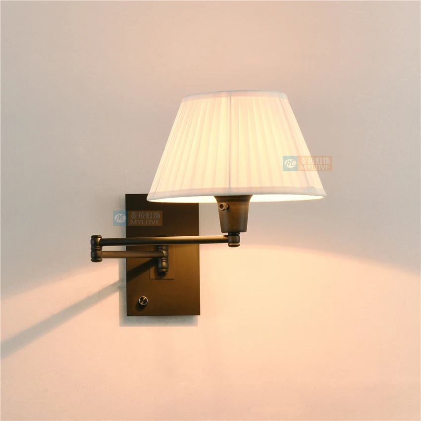 

American Black Rocker Wall Lamps Living Room Industrial Led Bedroom Restaurant Background Sconce Wall Lights Folding Lighting