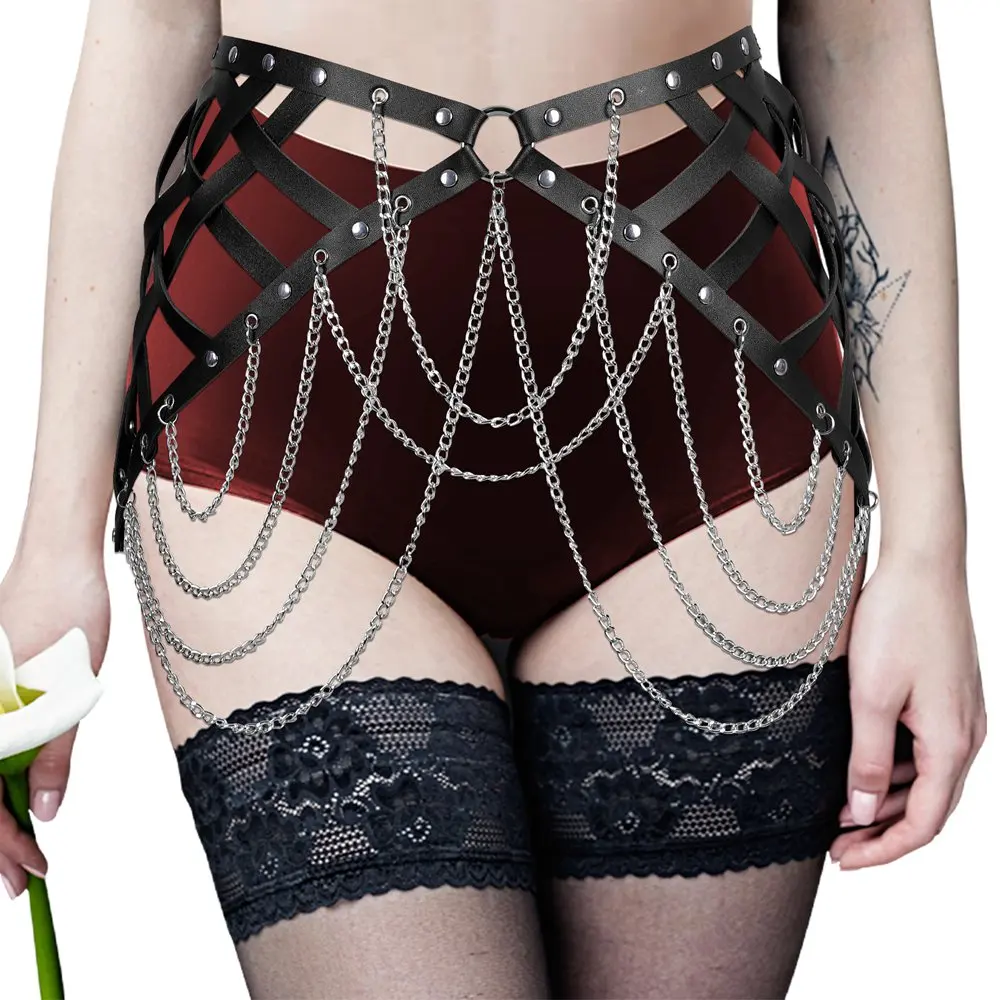 

Bdsm Skirt Harness Sexy Women Erotic Stocking Belt Leather Body Bondage Female Fetish Lingerie Garters Thigh Bands Sword Belt