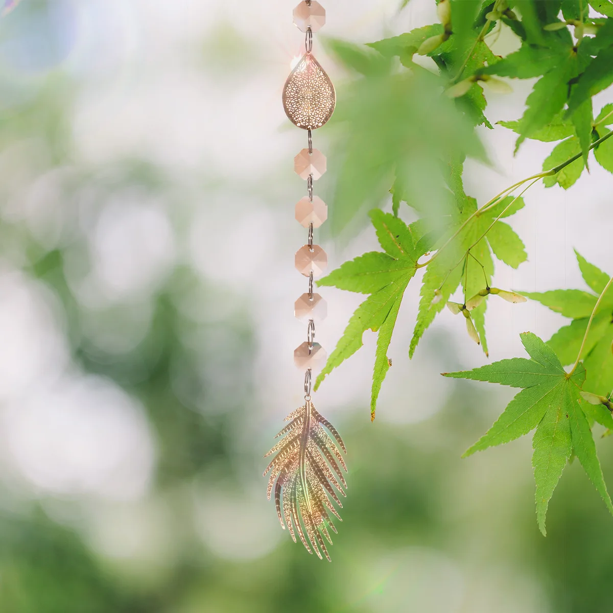 Butterfly Crystal Pendant, Octagonal Bead, Hanging Ornaments, DIY Crystal, Sun Catcher, Home Room, Feather, Outdoor Decoration