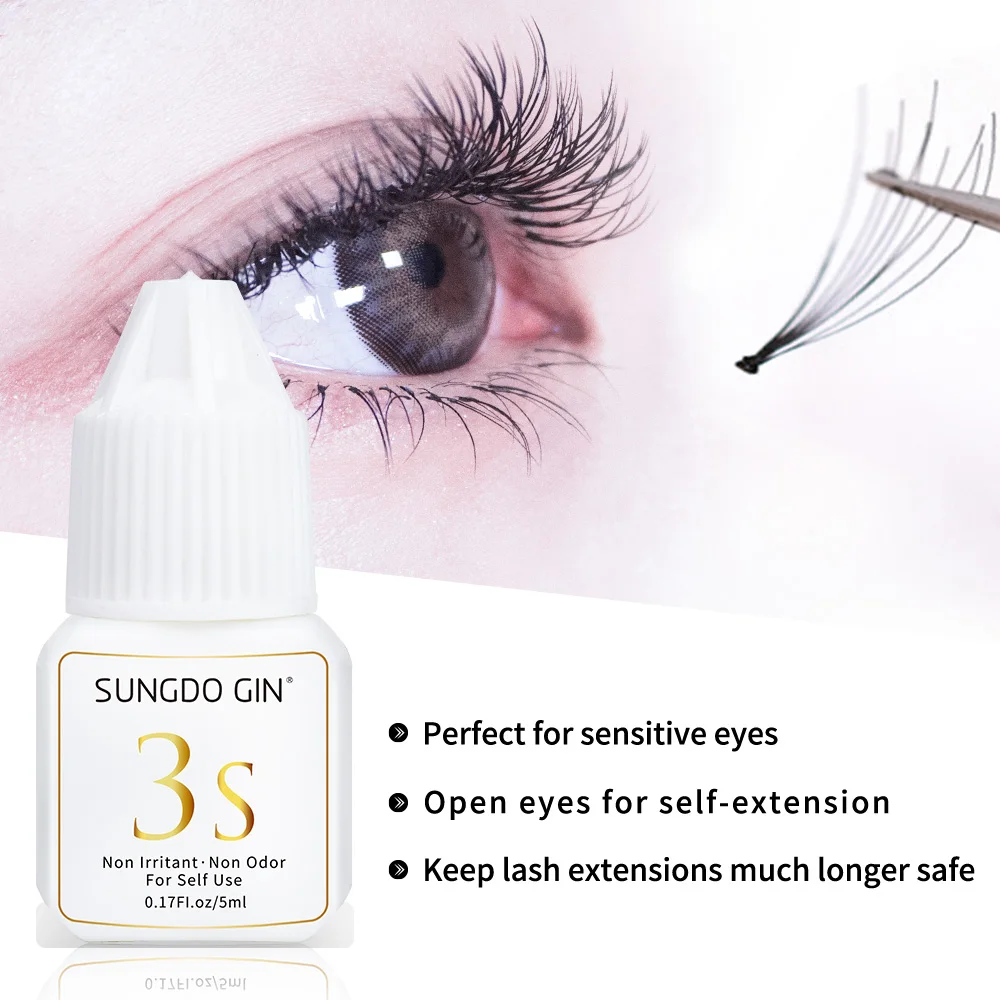 Eyelash Extension Glue 3S Fast Dry 5ml Black Lashes Adhesive No Odor No Irritant Open Eyes Use Makeup Tools False Eyelash Glue