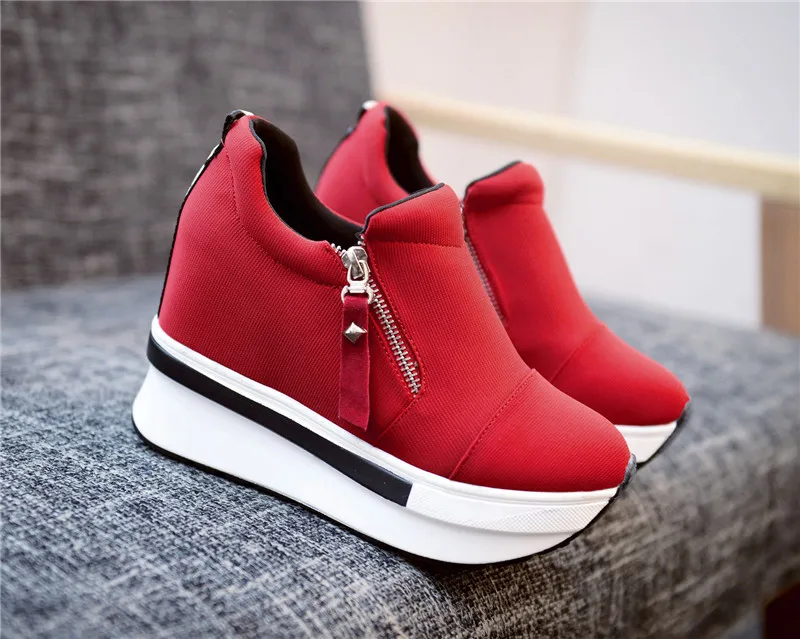 platform sneakers women shoes red casual shoes comfortable platform shoes heels black canvas shoes women invisible wedge sneaker