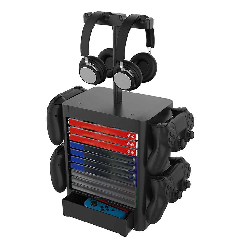 PS5ため/PS4/xboxシリーズcdディスクヘッドフォン収納ラック多機能ゲームPlaystation5ブラケット用ゲームアクセサリー
