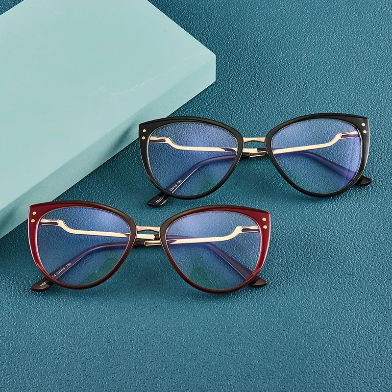 Simple New Arrival Cat Eye Optical Eyewear Plastic Frame Glasses For Women Anti Blue Ray Hot Selling