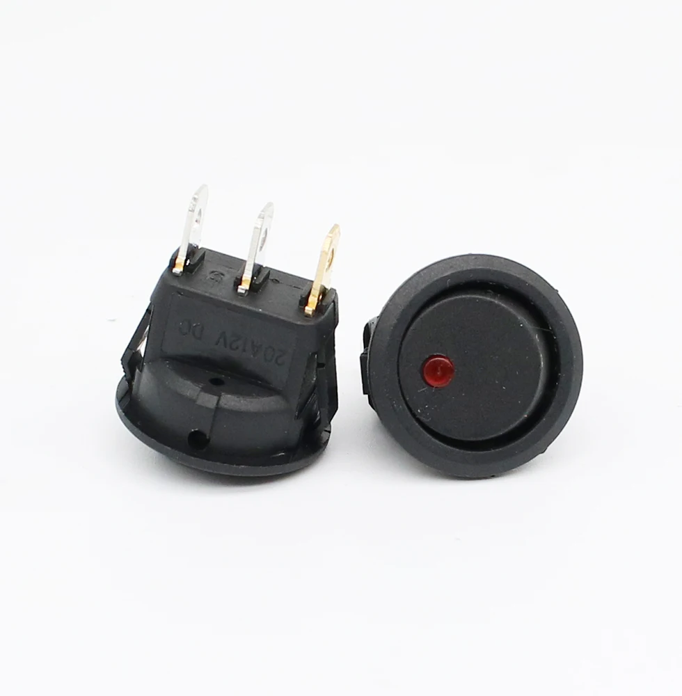 1Pcs Car 12V 3 Pin Round Rocker Dot Boat LED Light Toggle Switch SPST ON/OFF