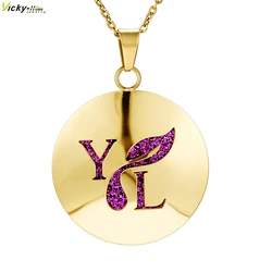Gold Color Simple Diffuser Locket Perfume Essential Oil Necklace Stainless Steel Aromatherapy Locket with Felt Pads For Woman