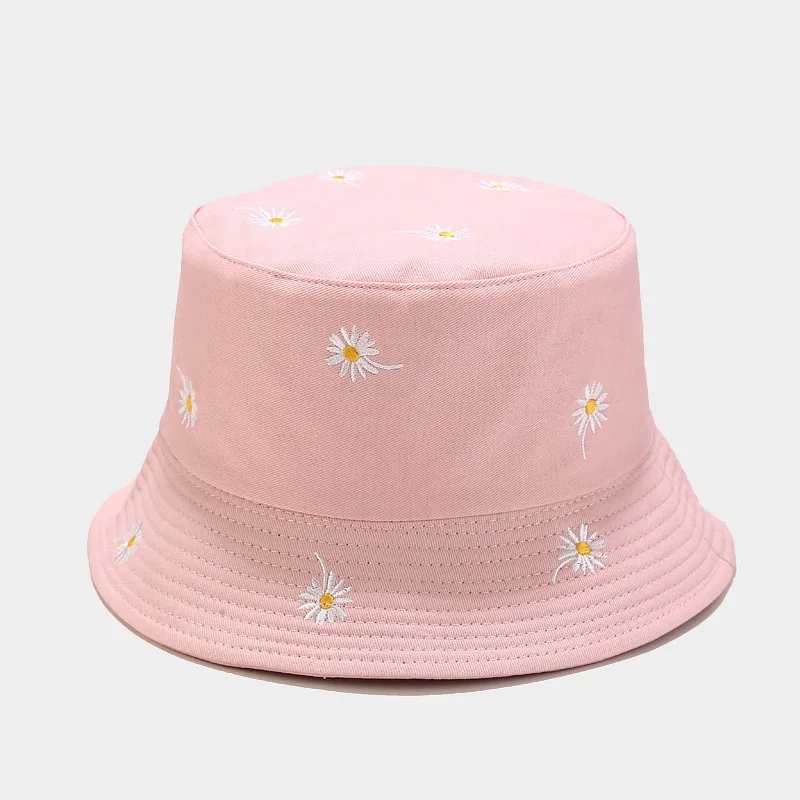 2024 Cotton Flower Embroidery Bucket Hat Fisherman Hat Outdoor Travel Hat Sun Cap Hats for Men and Women