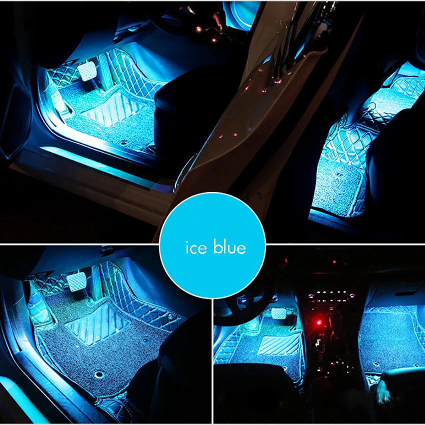 7色rgb 48 LED室内装飾ストリップライト,ムードライト,ワイヤレスリモコン,車の充電器,室内灯
