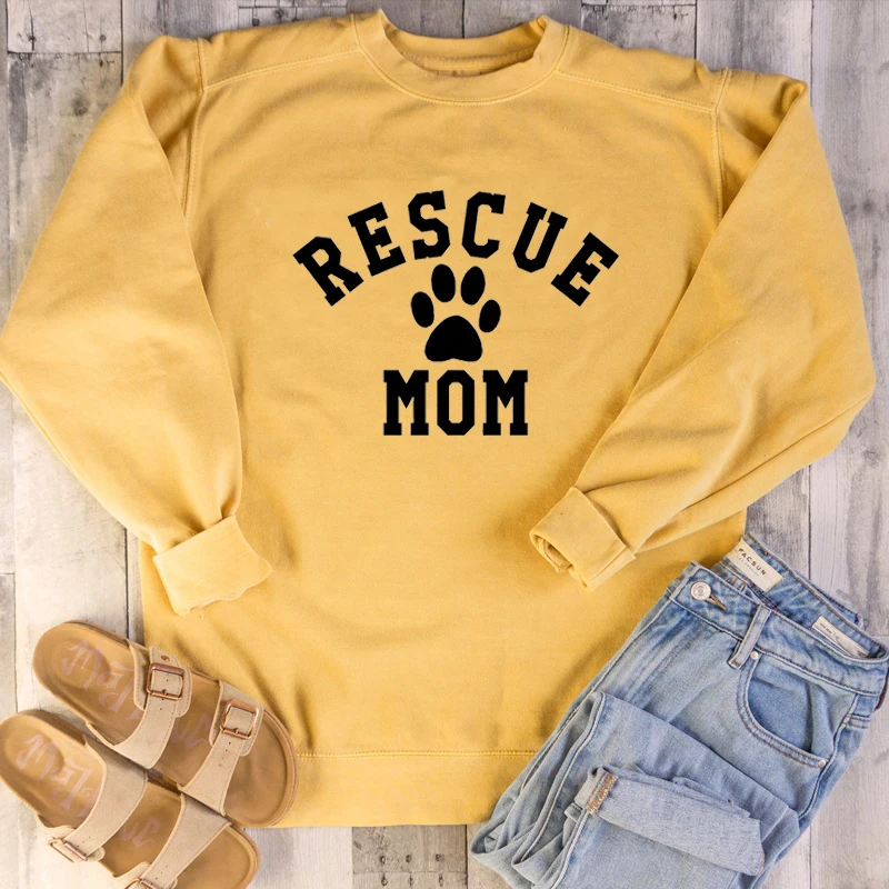 

Funny Graphic Hoodies Young Street Style Autumn Letter Pullovers Dog Lover Cute Kawaii Art Rescue Mom Dog Paw Sweatshirt Tops