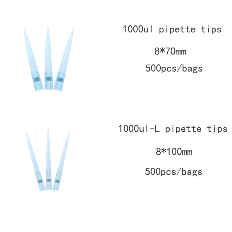 Puntas de filtro de pipeta de plástico, micropipeta desechable, 10ul, 100ul, 200ul, 300ul, 1000ul, 5ml, 10ml