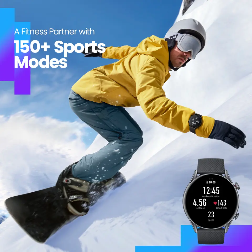 ساعة Amazfit GTR 3 Pro GTR3 Pro GTR-3 Pro الذكية بشاشة AMOLED مقاس 46 ملم ونظام Zepp OS وتطبيق وبطارية تدوم 12 يومًا وأكثر من 150 وضعًا رياضيًا - 5