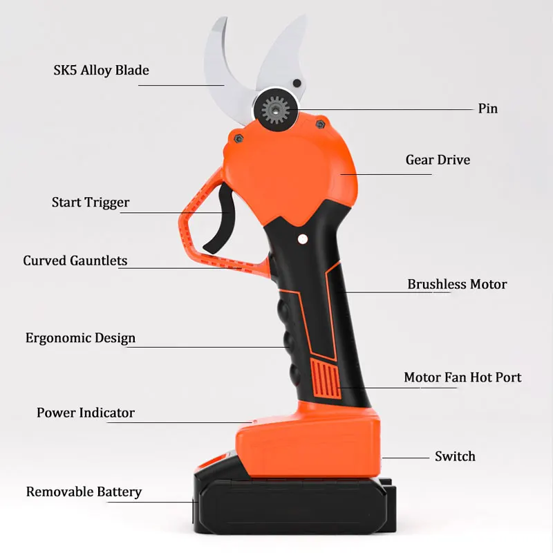 Rechargeable Cordless Electric Pruning Shears Fruit Tree Branch Pruner Lithium Battery Scissors Garden Cutter Tool