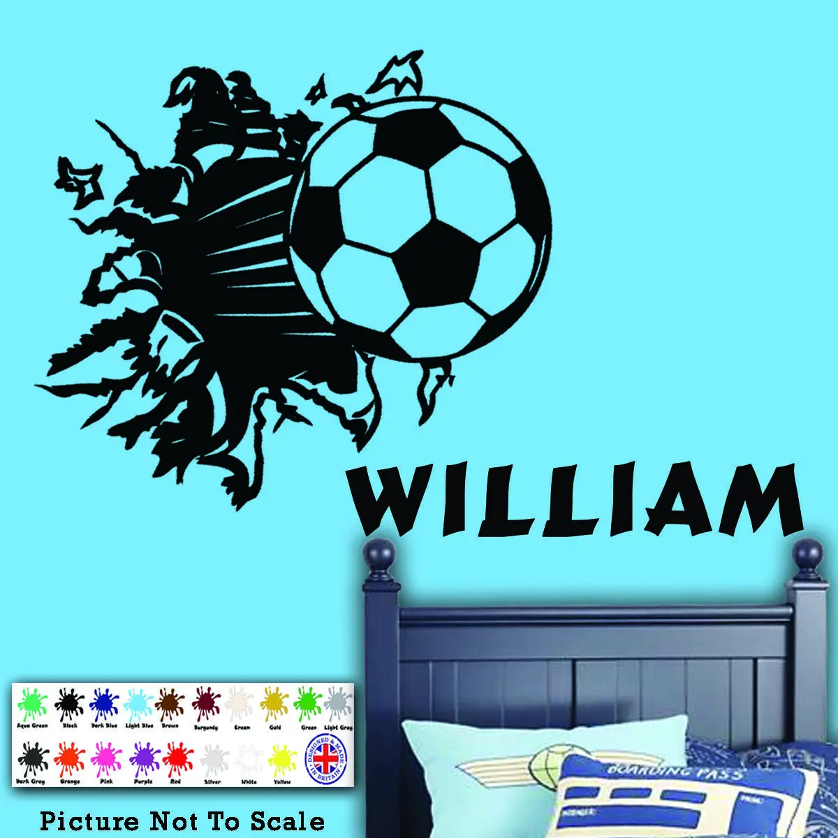 Removable Football Wall Stickers & Decal   Personalised   Customized Boys Name With Footballs Vinyl Wall Sticker Decal Decor