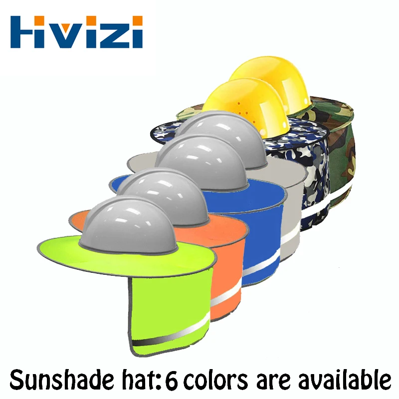 Hi Vis Sunshade Outdoor Construction Safety Hard Hat Sun Shade Neck Shield Reflective Stripe Protective Helmets Shield Dropship