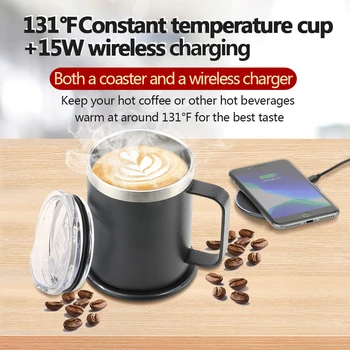 Thermostat intelligent de téléphone portable, chargement sans fil, dessous de verre, tasse de café, chauffage domestique à 55 °, thé au lait, thermos anti-fuite