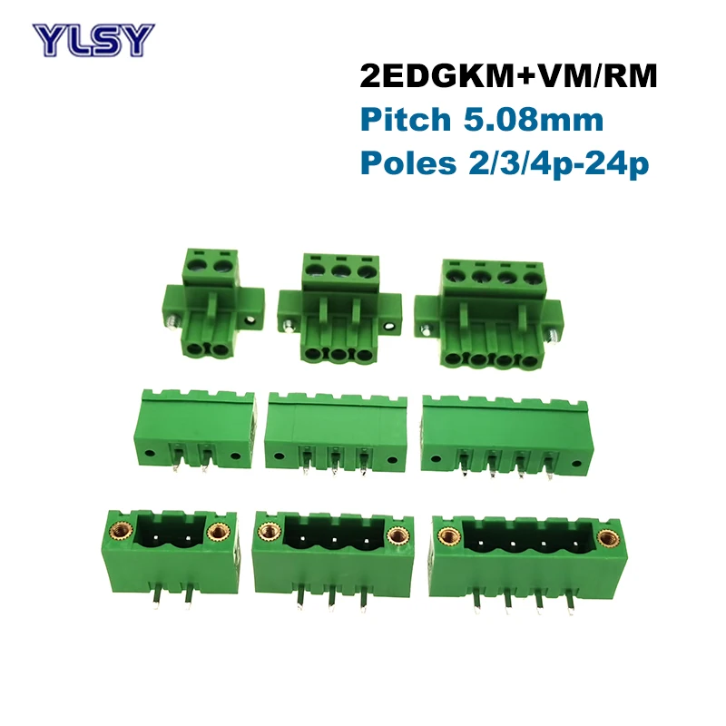 

30Pcs Pitch 5.08mm Pluggable PCB Screw Terminal Block Connector 2 3 4 5 6 8 10 12P Male/Female Morsettiera 2EDGKM+VM/RM Bornier