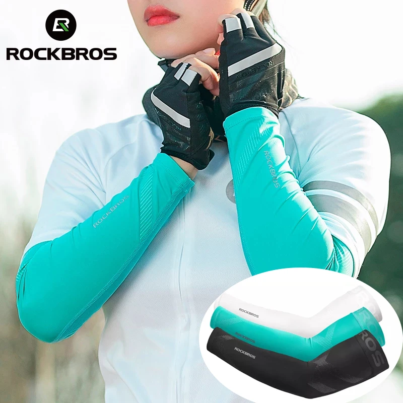 ROCKBROS Bike Arm Sleeves Anti-UV Cycling Running UV Sun Protection Cuff Cover Protective Arm Sleeve Bike Sport Arm Warmers