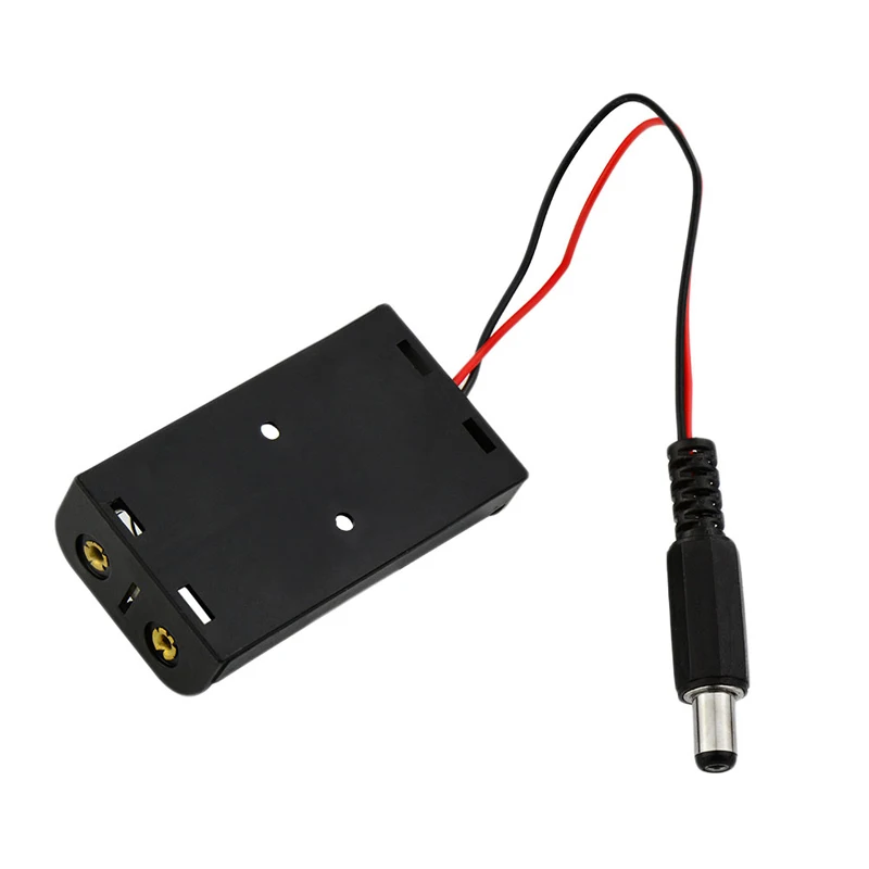 600 pçs/lote 2 * aa 14500 suporte de bateria de plástico caixa de armazenamento com dc5.5 * 2.1mm plug para 2 x aa carro inteligente diy baterias capa