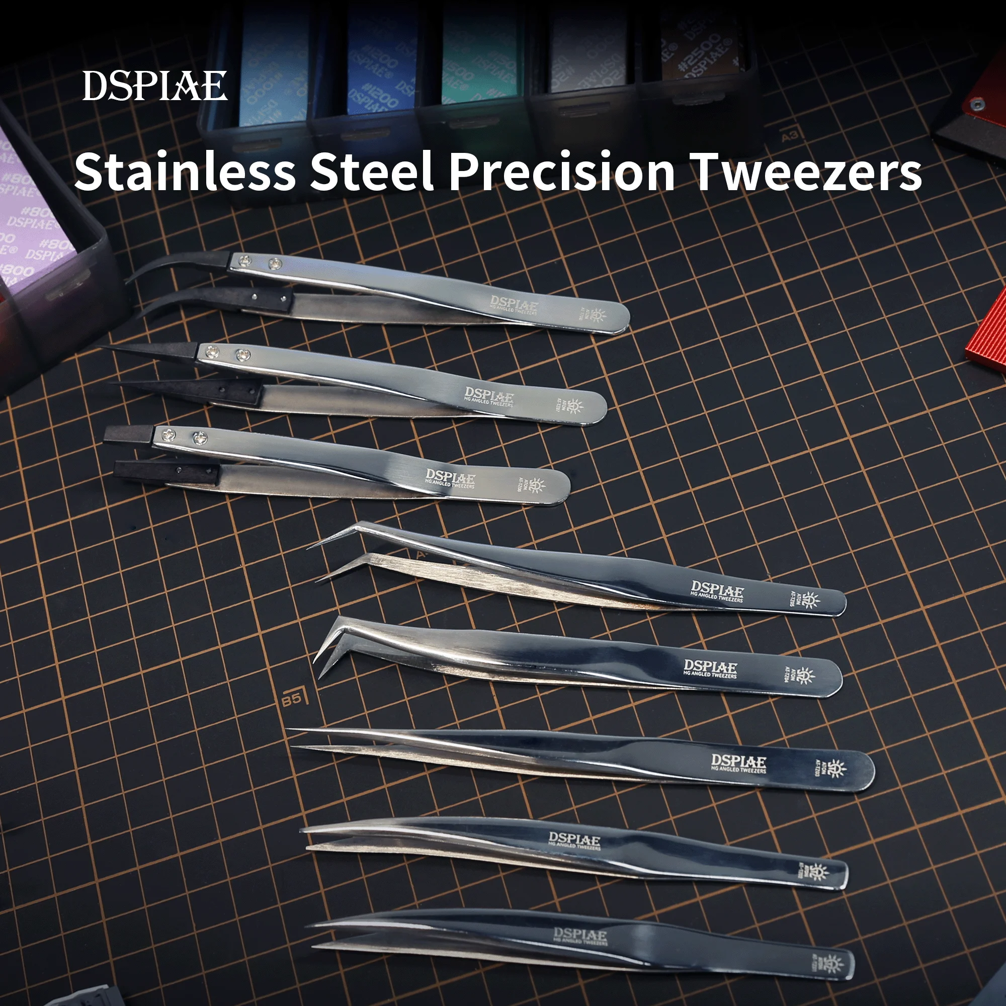 DSPIAE AT-TZ01~08 Stainless Steel Precision Tweezers Military Model Making Tool Assembly Retrofit Gundam Hobby DIY