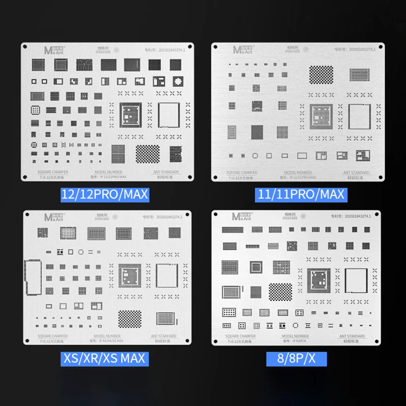Bga Reballing Stencil Kit Voor Iphone 12/12Pro Max/11/11pro/Xs//Xs Max/xr/X/8P/8/7P/7/6S/6 Cpu Ic chip Tin Planten Solderen Netto