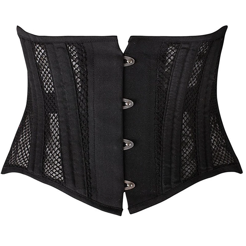 Women Sexy Underbust Corset Gothic Steampunk Bustiers Bride Waist Trainer Body Shaper Steel Boned Breathable Mesh Slimming Belt