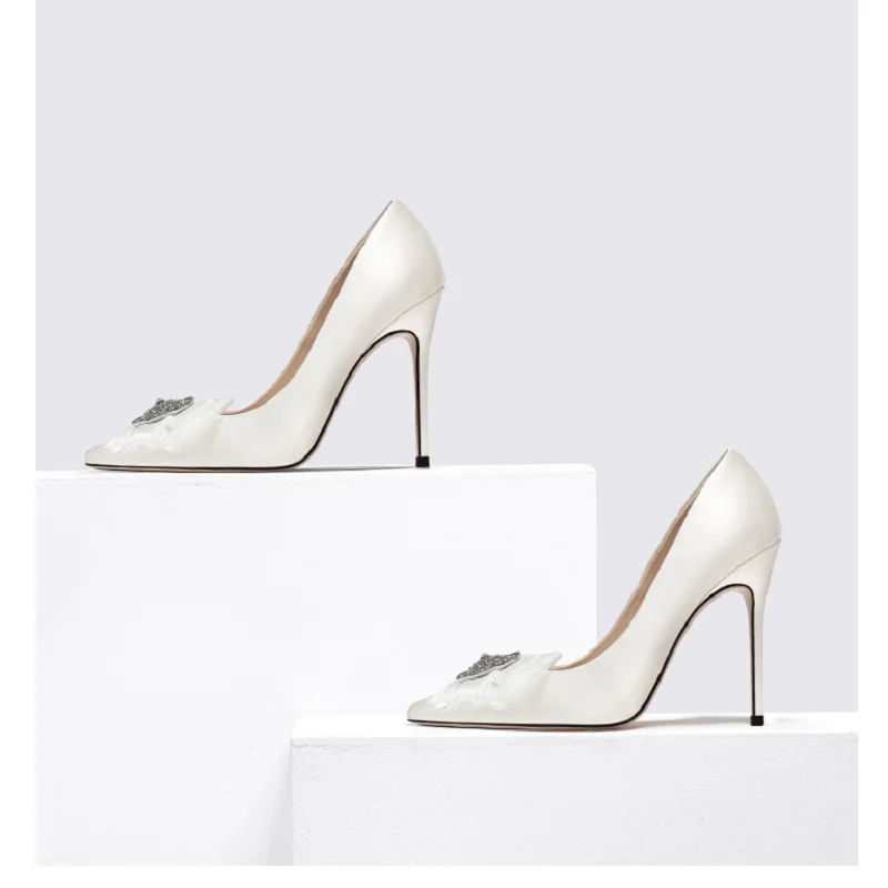 

2021 spring shallow mouth pointed bow single shoes fashion banquet dress shoes large size small size bridal wedding shoes women
