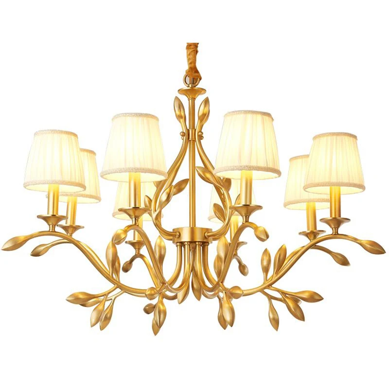 Designer Creative 10 Head Chandelier Brass Lighting for Living Room Decor Branch Hanging Light Fixture Luster Luminaire Lampara