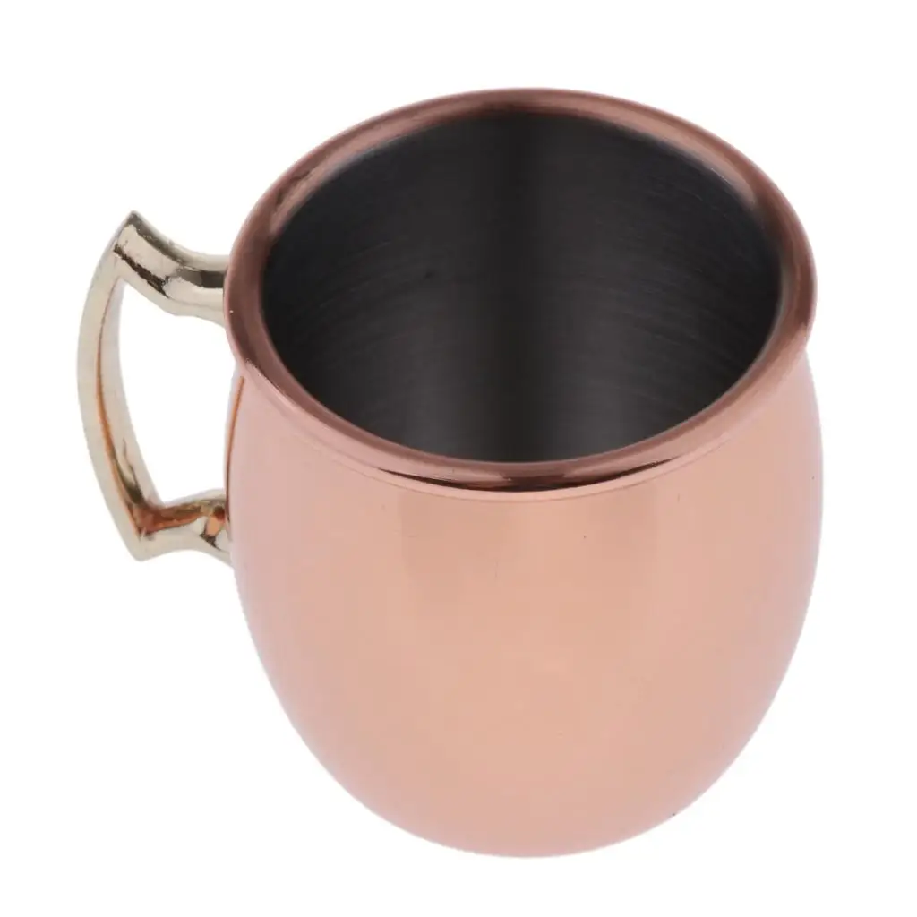 2oz 60ml Moscow Mule Mug Marble Moscow Mule Double Walled Copper Mugs Cup,  Pure Solid Copper Cups with Brass Handles Finish