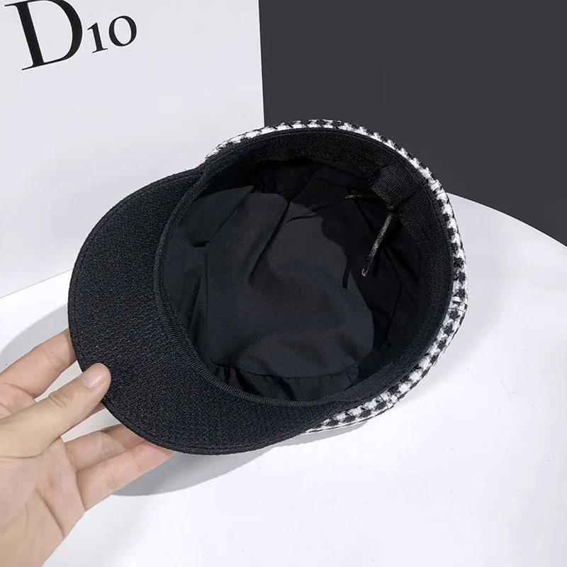 New Trend Autumn Plaid Women\'s Octagonal Beret Caps Fashion Female Adjustable Painter Artist Outdoor Casual Newsboy Sunhat