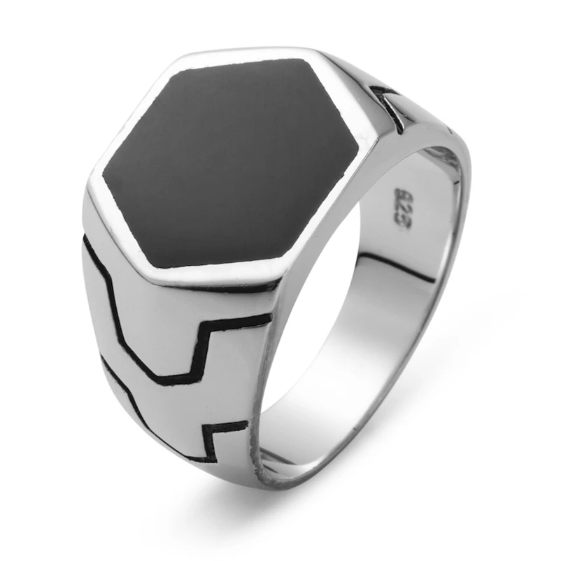 

Eulonvan Luxury Charms Wedding 925 Sterling Silver Jewelry Rings For Men Black Resin Dropshipping Best Sellers S-3817 Size 6-13