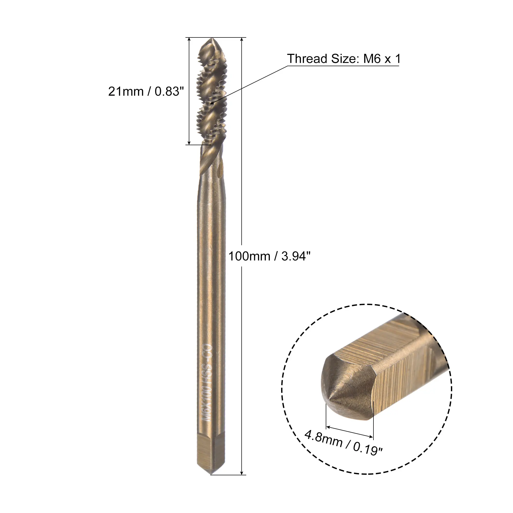 Uxcell M6 × 1メトリックhss-coチタンメッキ機スパイラルフルートスレッドねじタップ
