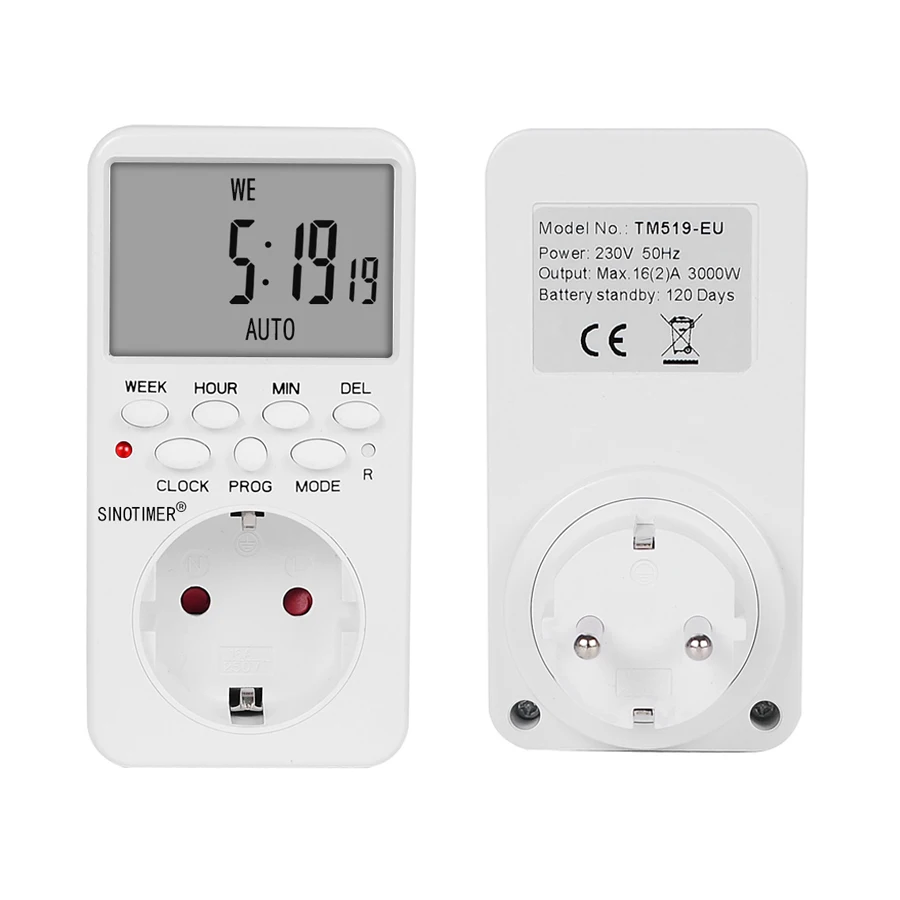 TM519 BR EU UK US IL IT 220V 110V Time plug Timer AC UK Plug Power Socket Timer Switch Outlet Time Clock Programmable Plug