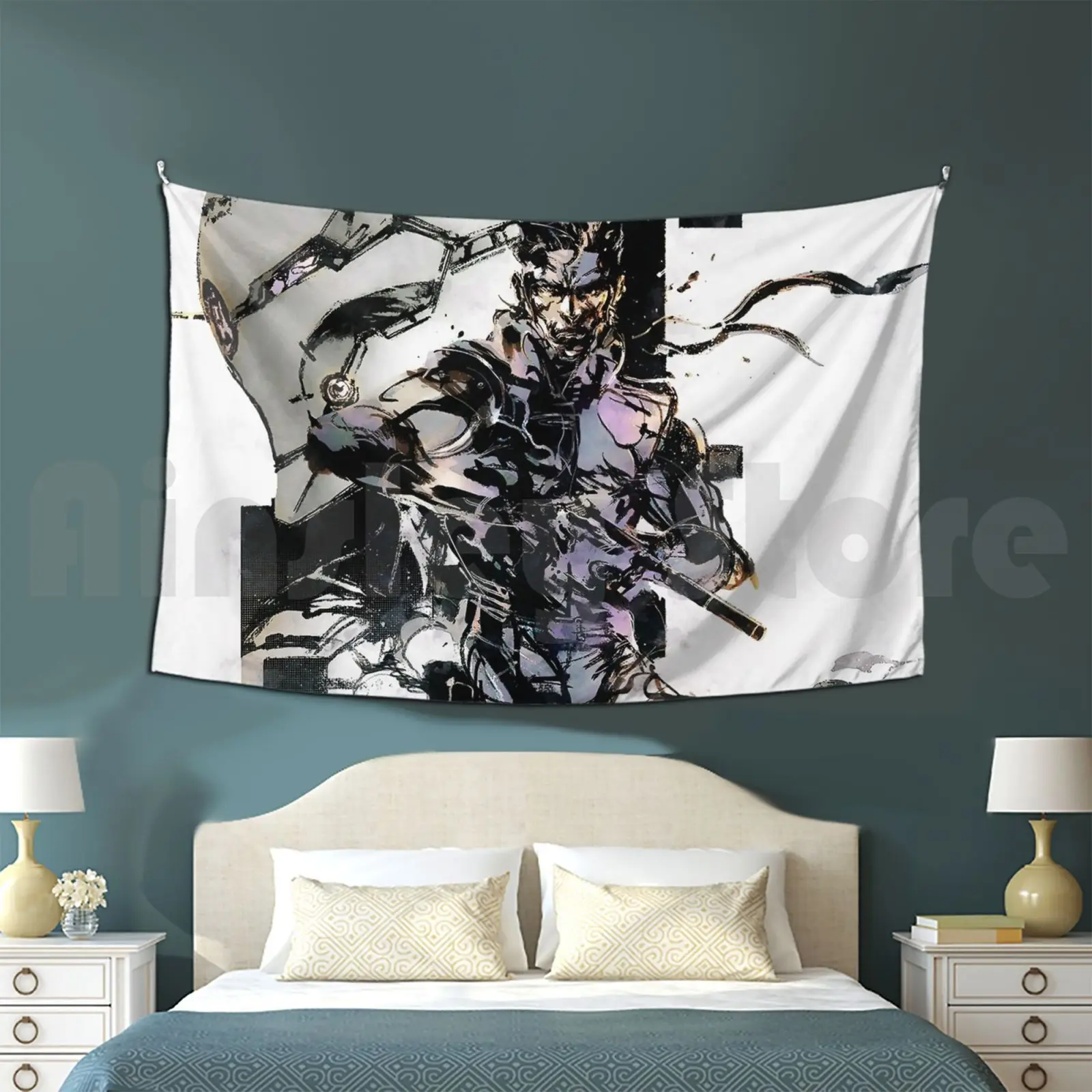 Solid Snake And Cyborg Tapestry Living Room Bedroom Metal Gear Solid Mgs Kojima Metal Gear Solid Snake Grey Fox