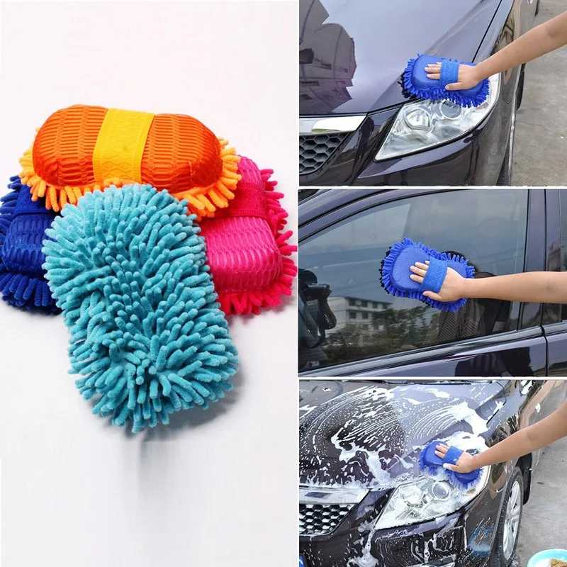 2 Pack Car Wash Glove High Density Car Cleaning Ultra Soft Easy Dry Auto Detailing Microfiber Madness Wash Mitt Cloth Absorbancy