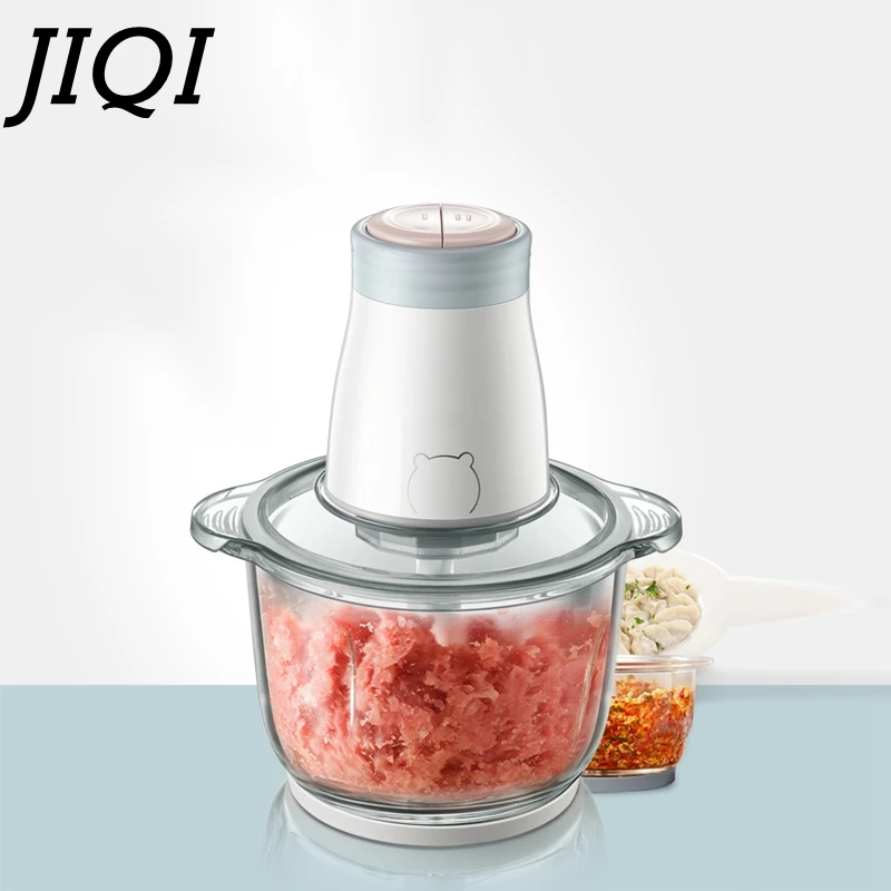 JIQI Household 2L Electric Meat Grinder Mincer Food Processor Spice Garlic Vegetable Chopper Automatic Mincing Machine 2 Speeds