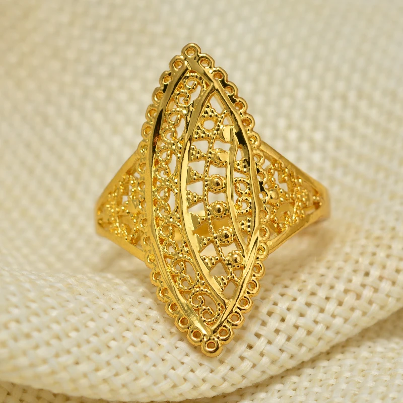 

Dubai Ethiopia 5Style flowers Gold Color Rings for Women/Girl Arab Ring Copper Jewelry Middle Eastern Israel/Iraq/Oman Ring Gift